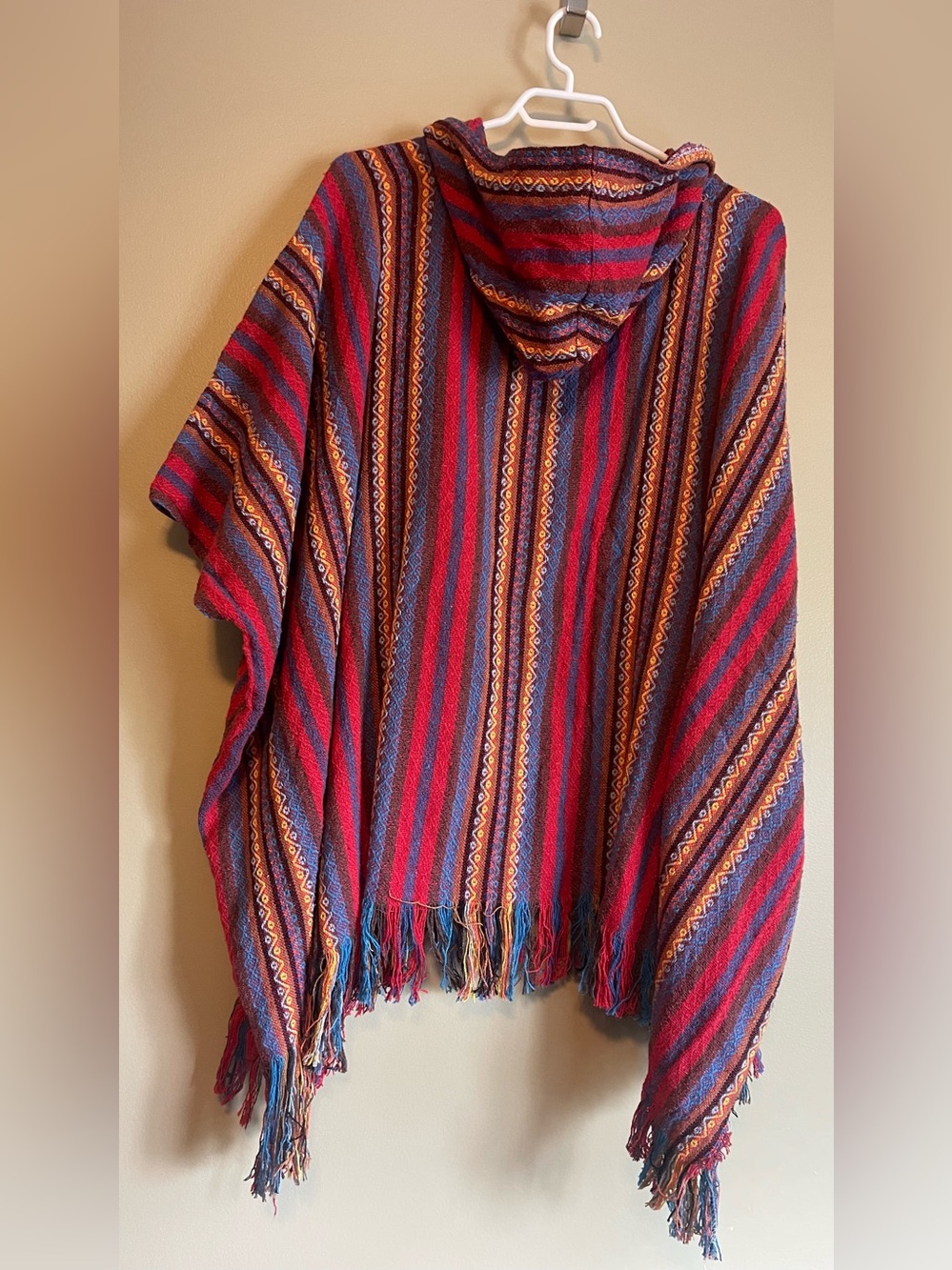 Handmade Woven Boho Hooded Poncho - Picture 9 of 10